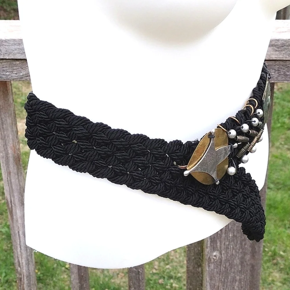 Boho Mixed Metal Braided Wide Belt